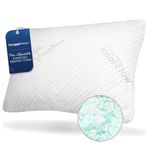 Snuggle-Pedic Memory Foam Pillow - Shredded Foam Sleeping Pillows for Side, Back & Stomach Sleeper w/ Bamboo Cover and Cooling Luxury Support - Queen