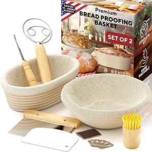 Complete Bread Proofing Baskets Set - Premium Quality Kit for Sourdough Bread Making - Includes 9" & 10" Banneton Basket w/All Needed Bread Baking Supplies - Perfect Tools for Baking Enthusiasts