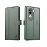 AIBEX ® Vivo V40e 5G / Iqoo Z9s 5G Flip Cover Leather Finish | Inside TPU with Card Pockets | Wallet Stand | Complete Protection Flip Case Green