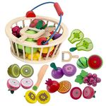 Smartwo Wooden Toy of Montessori Activities Play Set,Kids Pretend Play Kitchen Accessories, Educational Toys for Toddlers, Food Toy for Preschoolers and Babies