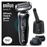 Braun Series 7 70-B7850cc Electric Shaver for Men with EasyClick Beard Trimmer and Stubble Beard Trimmer Attachments, SmartCare Center, 360° Flex, Wet & Dry, Rechargeable, Cordless Foil Razor, Blue