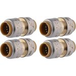 SharkBite Max 1/2 Inch Coupling, Pack of 4, Push to Connect Brass Plumbing Fitting, PEX Pipe, Copper, CPVC, PE-RT, HDPE, UR008A4