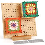 Crochet Blocking Board and Pins, Aeelike Granny Square Blocking Board for Crochet, Handcrafted Wooden Blocking Board with Metal Pins for Crochet & Knitting Projects, Knitting Blocking Board UK 7.9inch