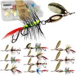VMSIXVM Trout Lures Trout Spinners, Rooster Baits Tail Trout Fishing Lures with Brass Spinner for Lake River Fishing, Smallmouth Bass Lures Fishing Spinner Kit for Bass Salmon Pike