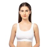 LAVOS Bamboo Cotton Everyday Sports Bra for Women Non Padded Full Coverage, Non Wired Soft Breathable Broad Strap Training Bras for Womens, Yoga, Workout, Gym Bra for Girls/Women White