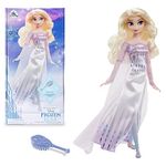 Disney Store Official Elsa the Snow Queen Classic Doll for Kids, Frozen 2, 29cm/11”, Includes Silver Toned Brush with Moulded Details, Fully Posable Toy - Suitable for Ages 3+