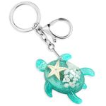 Amabro Turtle Keychain, Sea Turtle Keyring Beach Keychain with Clasp Purse Charm 3D Turtle Ocean Animal Birthday Gift(Green)