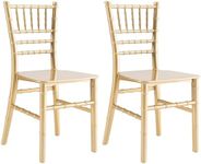 JOON 2 Pack Kids Tiffany Chiavari Chairs, 25x13x14.5 Inches, Polycarbonate, 12.75” Seat Height, Elegant & Stackable Design, Comfortable, for Toddler Parties, Playroom, Daycare, Home (Gold)