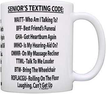 Retirement Mug Senior's Texting Code Office Humor 11oz Ceramic Coffee Mug White