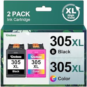 Redsee 305 XL Cartuchos de Tinta 305XL Negro y Tricolor Remanufacturado para HP 305 Tinta para HP DeskJet 2710 2720 2720e 2721 2722 DeskJet Plus 4110 4120 4130 Envy 6010 6020 6022 6032 (Pack de 2)