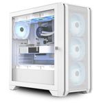 iONZ GE336F V2 XL - PC Gaming Case, Tempered Glass - Mid Tower, Airflow Front, EATX, ATX | Top I/O Type C Includes 4 ARGB PWM Fans - White