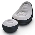 Deluxe Inflatable Lounger Ottoman Couch Foot Stool Seat With/Without Electric Air Pump (Deluxe Lounger)