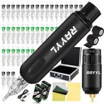 Wireless Tattoo Machine Kit - Rayyl Rotary Tattoo Machine Pen Kit Complete with Wireless Tattoo Power Supply 40pcs Tattoo Needles for Beginners and Artists