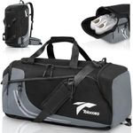 Tolaccea Sports Gym Bag for Men Women, 45L Duffle Bag with Shoes Compartment and Wet Pocket, Weekend Travel Duffel Bag Overnight Holdall Bag with Padded Shoulder Strap for Yoga/Swim