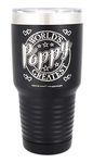 POPPY GIFT – “World’s Greatest Poppy” Engraved GK Grand Stainless Steel Tumbler Vacuum Insulated Large Travel Coffee Mug Hot & Cold Drinks Christmas Birthday Father's Day Dad Grandpa (Black, 30oz)