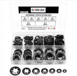 QTEATAK 210Pcs Black Internal-Tooth Star Lock Washers Assortment Set-7 Size (M3 M4 M5 M6 M8 M10 M12)