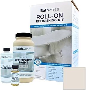 Bathworks Roll-On Refinishing Kit - 22 fl oz, High Gloss Almond, Professional-Grade DIY Coating with Tools Included - Durable Non-Yellowing Finish for Bathtubs, Tile, Sinks & Showers