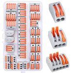 Compact Wire Connectors, Preciva 33pcs Push Fit Electrical Connectors, Compact Splicing Lever Nut Assortment Terminal Block kit with 18pcs Clamp 3-Port/10pcs Clamp 2-Port/5pcs Clamp 5-Port