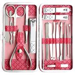 Beauté Secrets Essentials 18 Pieces Manicure Kit, Pedicure Tools for Feet, Nail Clipper, Ear Pick Tweezers, Manicure Pedicure Set for Women and Men (Pink)