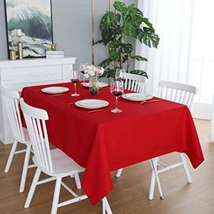 FOLINS&HOME Red Rectangle Tablecloth - 90 x 132 Wrinkle Free Waterproof Polyester Table Cloths, Spillproof Heavy Duty Washable Table Cover for Party, Banquet, Wedding, Indoor - Rectangular/Oblong