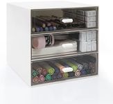 Zuiaso Desk Organizer with Drawer, Desk Storage Box, Plastic Office Stationery Supplies Organizers, Desktop Organizer for Office School Home (3 drawer, White)