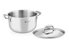 SHAPES Triply Premium Silver Stainless Casserole with Lid | 24 cm, Capacity - 6 LTR | Rust-Resistant, Dishwasher Safe, Elegant Design | Ideal for Home and Restaurant