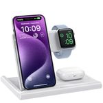 Wireless Charger,Foldable 3 in 1 Wireless Charger Stand for Apple Watch,Airpods Pro/3/2,Fast Wireless Charging Station for iPhone 17/Air/16/15/14/13/12/11/XS/XR/X/8(No Plug Included)