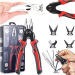 5 in 1 multifunctional Pliers Tool Kit With 5 Interchangeable Heads Special For Electricians Combination Lineman Pliers,Cable Cutting,Wire Stripping,Crimping Tools,Sheet Metal Shear with Storage Box