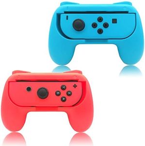 FYOUNG Hand Grips Compatible with Switch/Switch OLED Model Controllers, Grip Compatible with Switch Joy Con - Blue and Red (2 Packs)