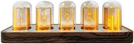 Lonyiabbi Nixie Tube Clock Electronic LED Glow mulation Retro Modern Wooden Alarm Clock USB Powered Home Decoration Gift