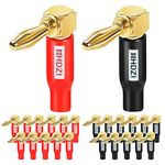 HHDZI PVC Right Angle Banana Plugs 24 Gold Plated Dual Screw Type for Speaker Wire (12 Pairs)