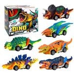 Dinosaur Toys for 3 Year Old Boys, 6 Pack Mini Pull Back Cars with T-Rex for Boys Dinosaurs Toys for Boys Kids Birthday Christmas Ideal Gifts for Toddlers 3-8 Year Old Boys Girls