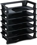 Rubbermaid Regeneration Letter Tray, Six Tier, Plastic, Black (86028)