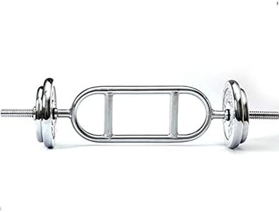 Dhouse 34" Tricep Weight Bar Curl Dumbbells Chrome Anti-Slip Hand Grip Barbell Bar for Training Fitness Exercise Weight Lifting Bar