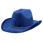 Amscan Party Ready Team Spirit Velour Cowboy Hat (1 Piece), Blue, 14.5 x 11"