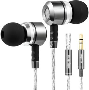 Sephia SP3060 Wired Headphones, HD Bass Driven Audio, Lightweight Aluminum Wired in Ear Earbud Headphones, S/M/L Ear Bud Tips, Earphone Case, 3.5mm Tangle-Free Cord, No Mic