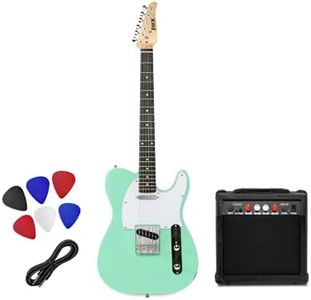 LyxPro 39” Electric Guitar TL Series Kit, 20 Watt Amp Speaker, Solid Full-Size Body, C-Shape Neck, Quality Tuning Heads, 3-Way Switch & Volume/Tone Controls, 12 Picks And Cable Included - Green