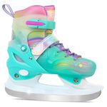 LEVYTEMP Adjustable Girls Ice Skates for Kids - Ice Skating Shoes - Hockey Lace-Up Skates for Youth Beginners,Pink Blue Green