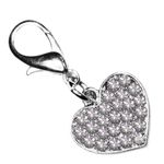 SKS Crystal Diamante Clip On Heart Charm Clear