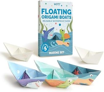 WOYS Floating Origami Boats | Waterproof Premium Reusable Paper | Screen-Free Summer Toy & Gift | DIY Origami Kit | 5 Sheets | Bath, Pool & Beach Play