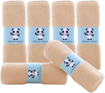 HIPHOP PANDA Baby Washcloths, Rayon Made from Bamboo - 2 Layer Ultra Soft Absorbent Newborn Bath Face Towel - Reusable Baby Wipes for Delicate Skin - Brown, 6 Pack