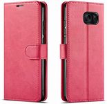 STARSHOP- Samsung Galaxy S7 Case, [NOT FIT S7 Edge/Active] Included [Tempered Glass Screen Protector], Starshop Premium Leather Wallet Pocket Cover and Credit Card Slots - Pink