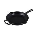 LE CREUSET Signature Enamelled Cast Iron Skillet Frying Pan with Helper Handle and Two Pouring Lips, 23 cm, Matte Black, 20182230000422