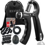 Elvi&P Hand Grip Strengthener Kit (5 Pcs) – PP & TPR Grip Strength Trainer – Forearm Strengthener Perfect for Athletes, Players, Artists, Fitness Enthusiast, Writers & More