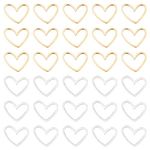 SUNNYCLUE 1 Box 40Pcs Open Bezels Heart Charms Linking Rings Valentine's Day Stainless Steel Heart Charm Frame Love Links Connectors Valentine Metal Charm for Jewelry Making Charms Earrings DIY Craft