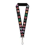 Buckle Down 9-Avenger Icons Black/Multi Color-1 Inch Lanyard, Multicolor, One Size