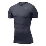 TCA Men's HyperFusion Compression Base Layer Top Short Sleeve Under Shirt - Graphite, S