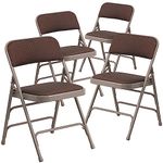 Flash Furniture Padded Folding Chair, Fabric, Brown Patterned, Set of 4