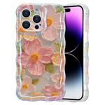 EYZUTAK Case for iPhone 12 Pro Max, Colorful Retro Oil Painting Flower Laser Beam Glossy Pattern Curly Wave Border Exquisite Phone Cover Stylish Durable TPU Protective Case for Girls Women - Green