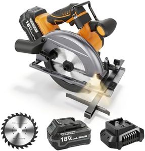 18V Max Corldless Circular Saw with 4.0Ah Battery & Charger - Up to 5500 RPM, LED Light Power Cutter Kit with 165mm 24T Blade, Max Cut Depth 55mm (90°), 36mm (45°) for Wood, PVC Cuting